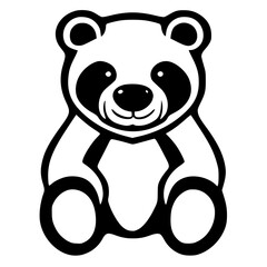 Monochrome Icon: Adorable Bear Illustration in Black and White