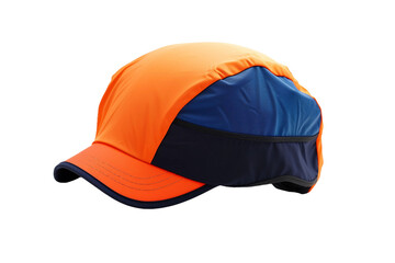 Orange and blue cycling hat isolated on transparent background