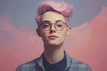 Captivating Nonbinary young person portrait. Model young. Generate Ai