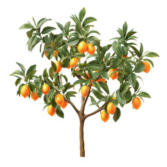 Citrus tree loaded with Rangpur oranges on a transparent background