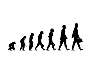 Fototapeta na wymiar 7 stages of human evolution, black