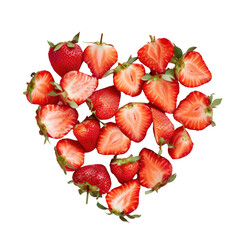 Heartshaped Virginia strawberry on transparent background, a sweet seedless fruit