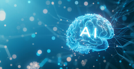 Neon AI Brain Network Concept Illustration