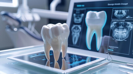 Tooth Model on Tablet - obrazy, fototapety, plakaty