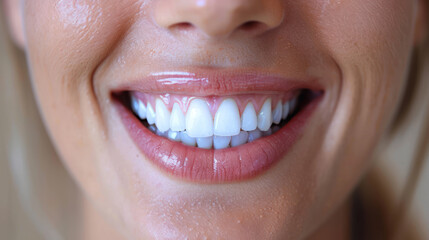 Close Up of Womans Mouth With White Teeth
