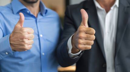 Two Men Giving Thumbs Up in Front of Camera