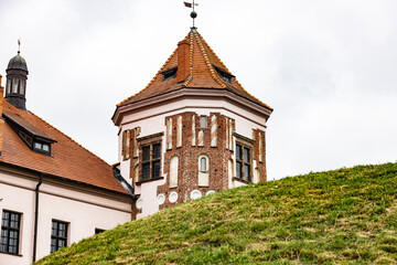 View of the ancient European castle Mir. Panorama of the castle.
