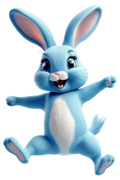a bunny rabbit running dancing in front of a Transparent background