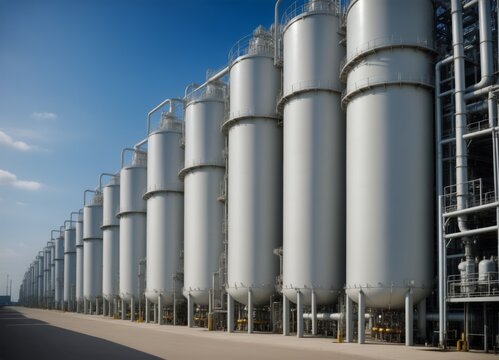 Industrial Tank Facility: Storage Tanks, Petrochemical Industry, Oil Storage, Industrial Infrastructure