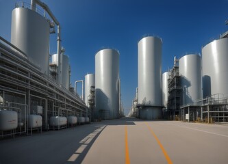Fototapeta na wymiar Industrial Tank Facility: Storage Tanks, Petrochemical Industry, Oil Storage, Industrial Infrastructure