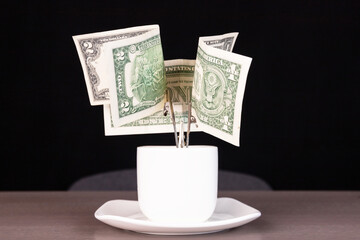 A tree made of money. Business profit concept.