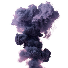 Purple gas cloud rising against black sky, resembling a petal event 