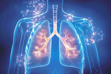Human Lungs Anatomy, Airway Tree And Alveoli Detailed Illustration - obrazy, fototapety, plakaty