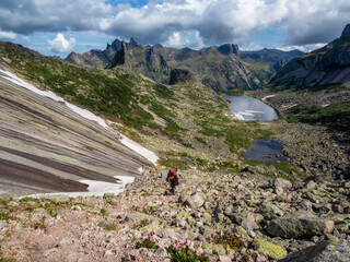 Heavy uphill climb with a big backpack.