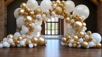 Fototapeta na wymiar Elegant White and Gold Balloon