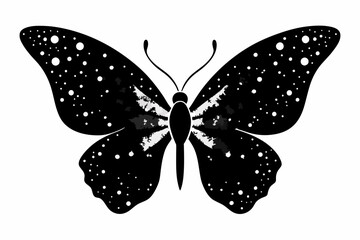 Glitter butterfly sublimation clipart black vector design.