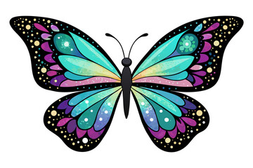 Glitter butterfly sublimation clipart black vector design.