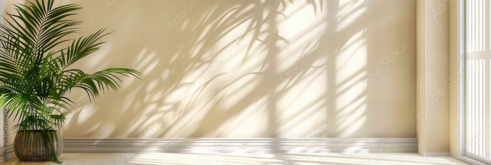 Poster abstract play of light and shadow through foliage, creating a dynamic and artistic pattern on a whit