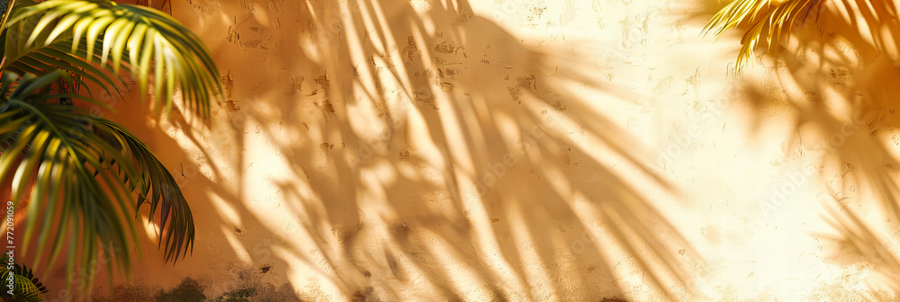 Poster abstract texture with shadows of tropical leaves, creating a natural and tranquil pattern for backgr