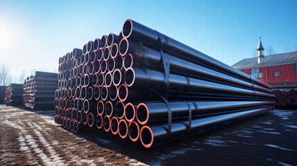 Hot rolled seamless steel pipes - obrazy, fototapety, plakaty