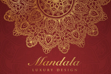 Luxury mandala invitation greeting card design, circular pattern vector design,