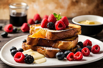 French toast presentation background high definition photographic creative image
