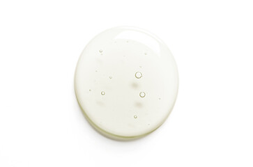 A drop of moisturizing gel or serum on a white background. Cosmetic product for skin care