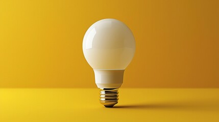 3D render of White light bulb, isolation of yellow background  ,3DCG,high resulution