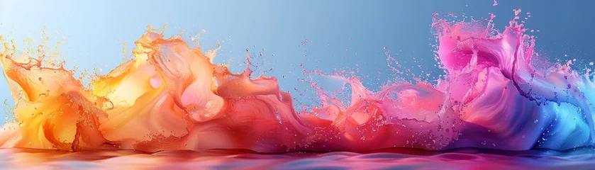 Fotobehang Creative 3D art piece, minimalist form, vibrant splash, pastel background ,ultra HD,clean sharp © Oranuch