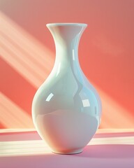 3D minimalist vase, creatively designed, vibrant against pastel background  ,3DCG,high resulution