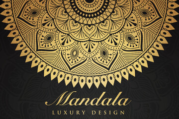 Luxury mandala invitation greeting card design, circular pattern vector design,