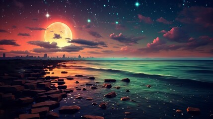 Fantasy Sea landscape illustration