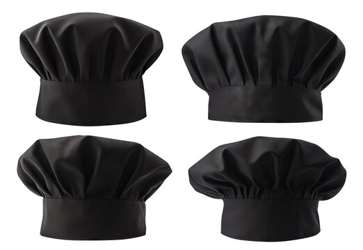 Set of black chef hats cut out