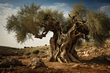 Fototapeta na wymiar Gnarled Olives tree garden branch. Natural organic. Generate Ai