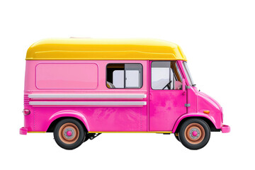 Pink ice cream truck isolated on transparent background