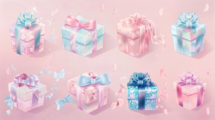 Pink and Blue Gift Boxes A Monthly Celebration of Love and Friendship Generative AI
