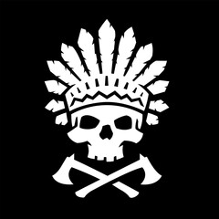 Indian chief skull and crossed axes, logo, symbol. - 772096066