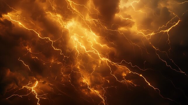 yellow lightning strike, 3d illustration