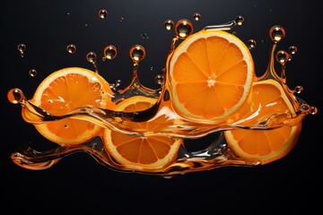 Therapeutic Orange oil drops. Gold emulsion. Generate Ai