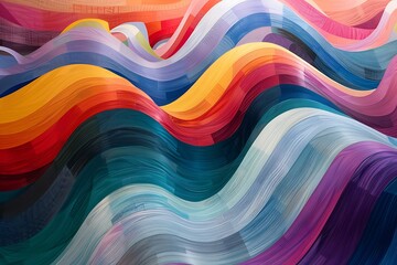 : A playful orchestration of multicolored waves, intertwining and overlapping, inspiring the...