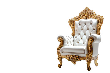 White luxury throne seat isolated on transparent background