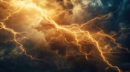 Foto op Plexiglas yellow lightning strike, 3d illustration © @_ greta