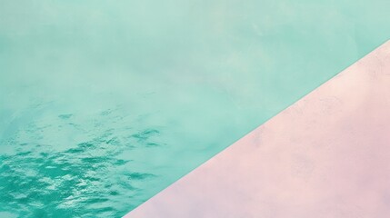 Obraz premium A tranquil pool with turquoise water meeting a soft pink poolside, a serene and minimalist aesthetic.