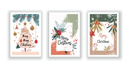Hand-Drawn Christmas Greetings: Cute Flyers and Postcards with Minimalist Christmas Background