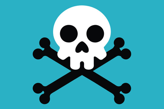 recommend clip art: Crossbones and skull death flat vector icon for apps and games
