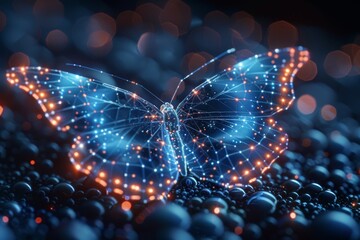 Transform binary code into a butterfly, metamorphosis of renewal or transformation.Converting binary code into a successful business idea. - obrazy, fototapety, plakaty