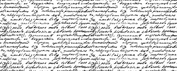 Seamless vector pattern with illegible text, abstract vintage background of illegible ink-written poetry.  Sweeping handwriting with crossed out words. Vector illustration of a poetic work written by 