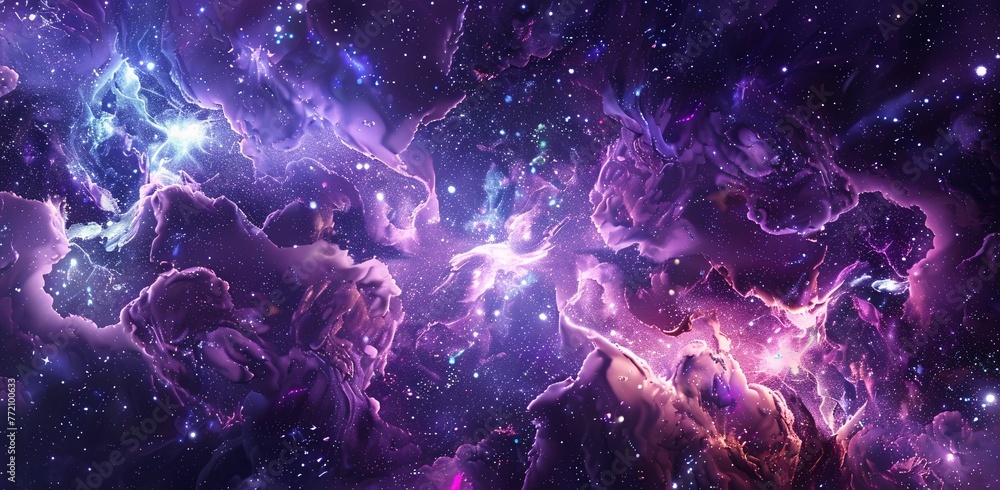 Poster Purple Nebula A Celestial Splash of Color and Creativity Generative AI
