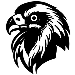 Dynamic Falcon Icon: Bold Black and White Logo Depicting Agility and Power