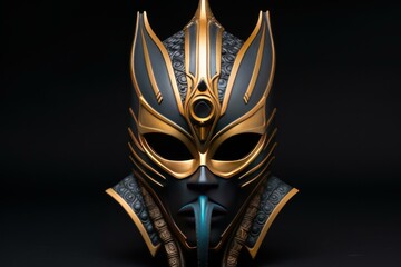 Imposing Osiris face god mask. Travel statue. Generate Ai